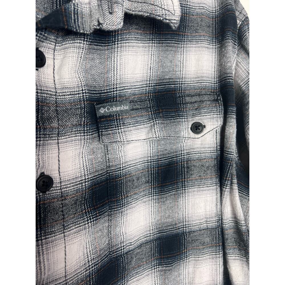 Columbia Men's Gray White Plaid 100% Cotton Flannel Button Up Shirt Size XL - Picture 2 of 8